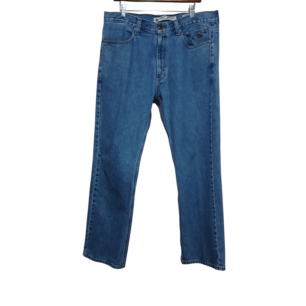 Harley Davidson Mens Boot Cut Blue Denim Jeans 36x32 Genuine MotorClothes